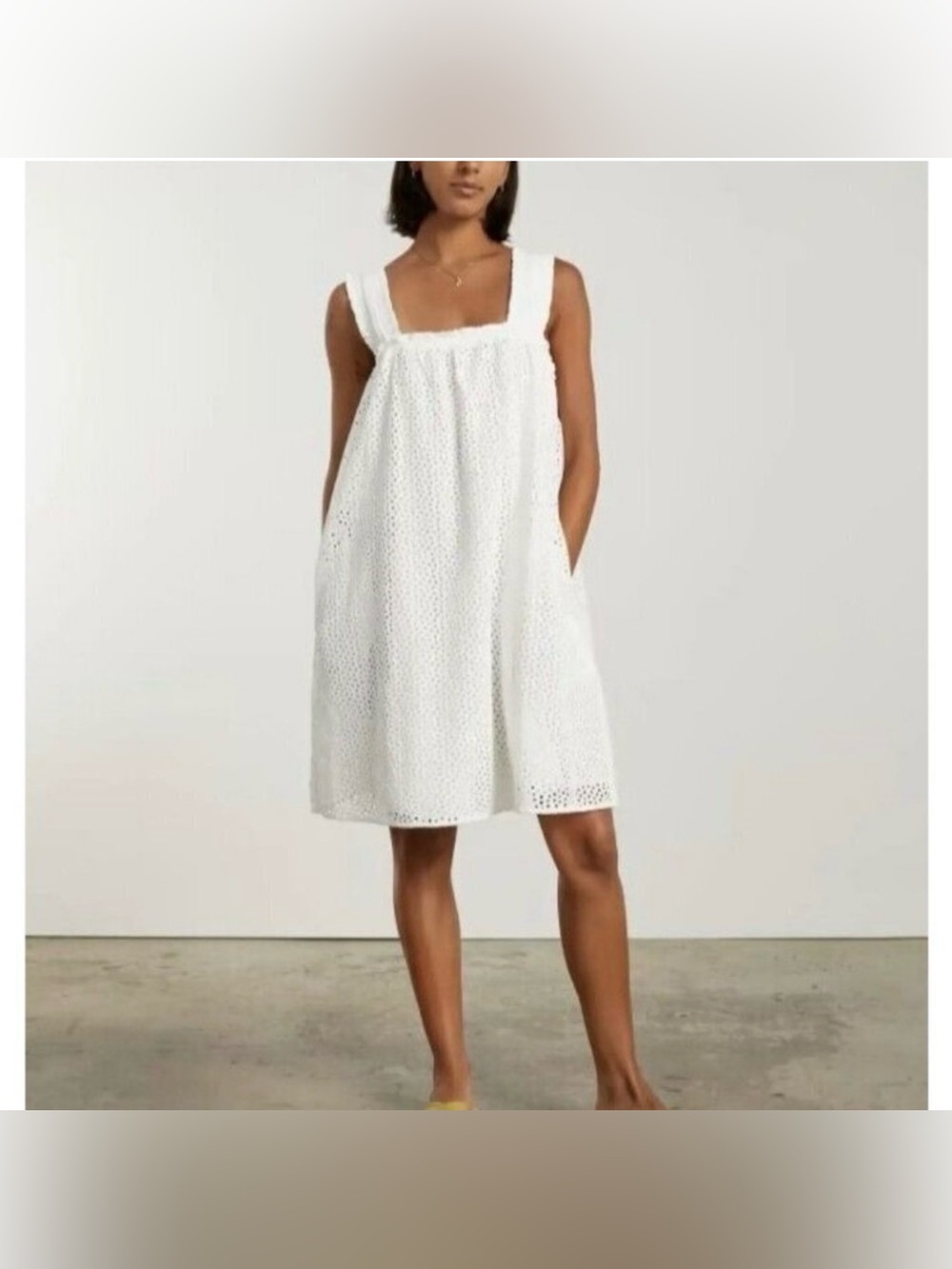 Everlane White Eyelet Smock Mini Dress Size M